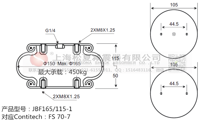 JBF165/115-1橡膠<a href='http://m.tsbbyy.cn/' target='_blank'><u>空氣彈簧</u></a>