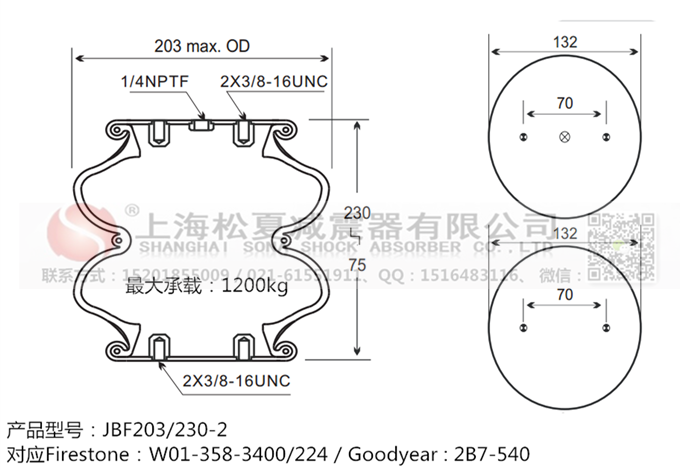 JBF203/230-2橡膠<a href='http://m.tsbbyy.cn/' target='_blank'><u>空氣彈簧</u></a>