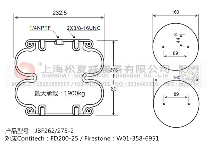 JBF262/275-2橡膠<a href='http://m.tsbbyy.cn/' target='_blank'><u>空氣彈簧</u></a>