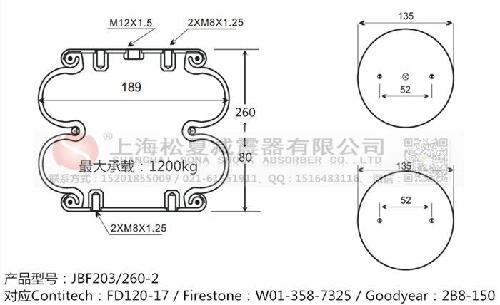 JBF203/260-2橡膠<a href='http://m.tsbbyy.cn/' target='_blank'><u>空氣彈簧</u></a>