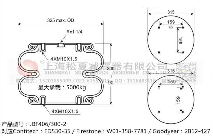 JBF406/300-2橡膠<a href='http://m.tsbbyy.cn/' target='_blank'><u>空氣彈簧</u></a>