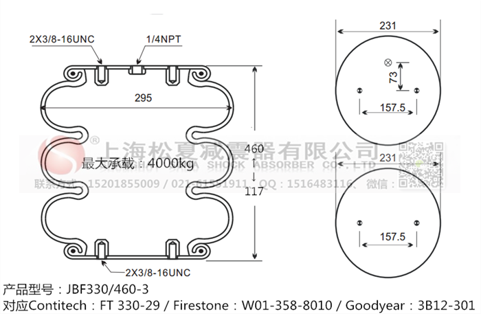 JBF330/460-3橡膠<a href='http://m.tsbbyy.cn/' target='_blank'><u>空氣彈簧</u></a>